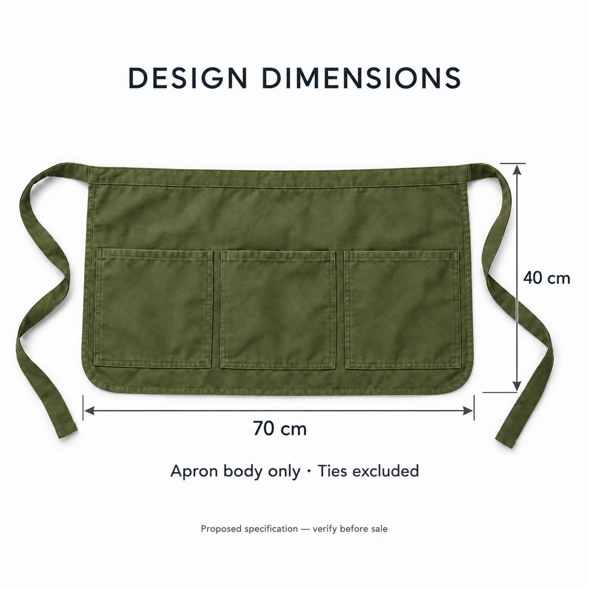Olive Three-Pocket Waist Apron