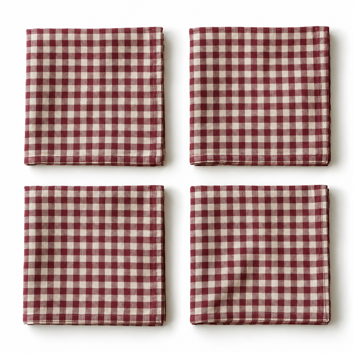Burgundy Check Napkins - Set of 4