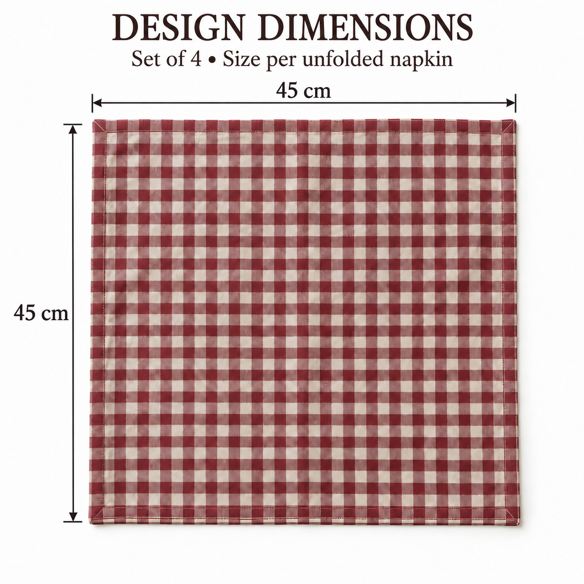 Burgundy Check Napkins - Set of 4