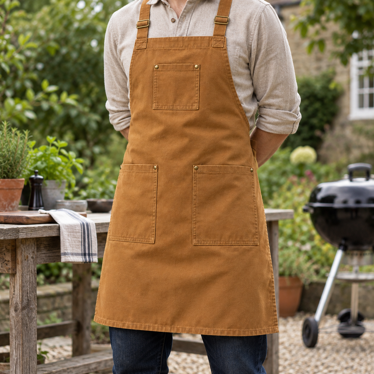 Caramel Cross-Back Canvas Apron