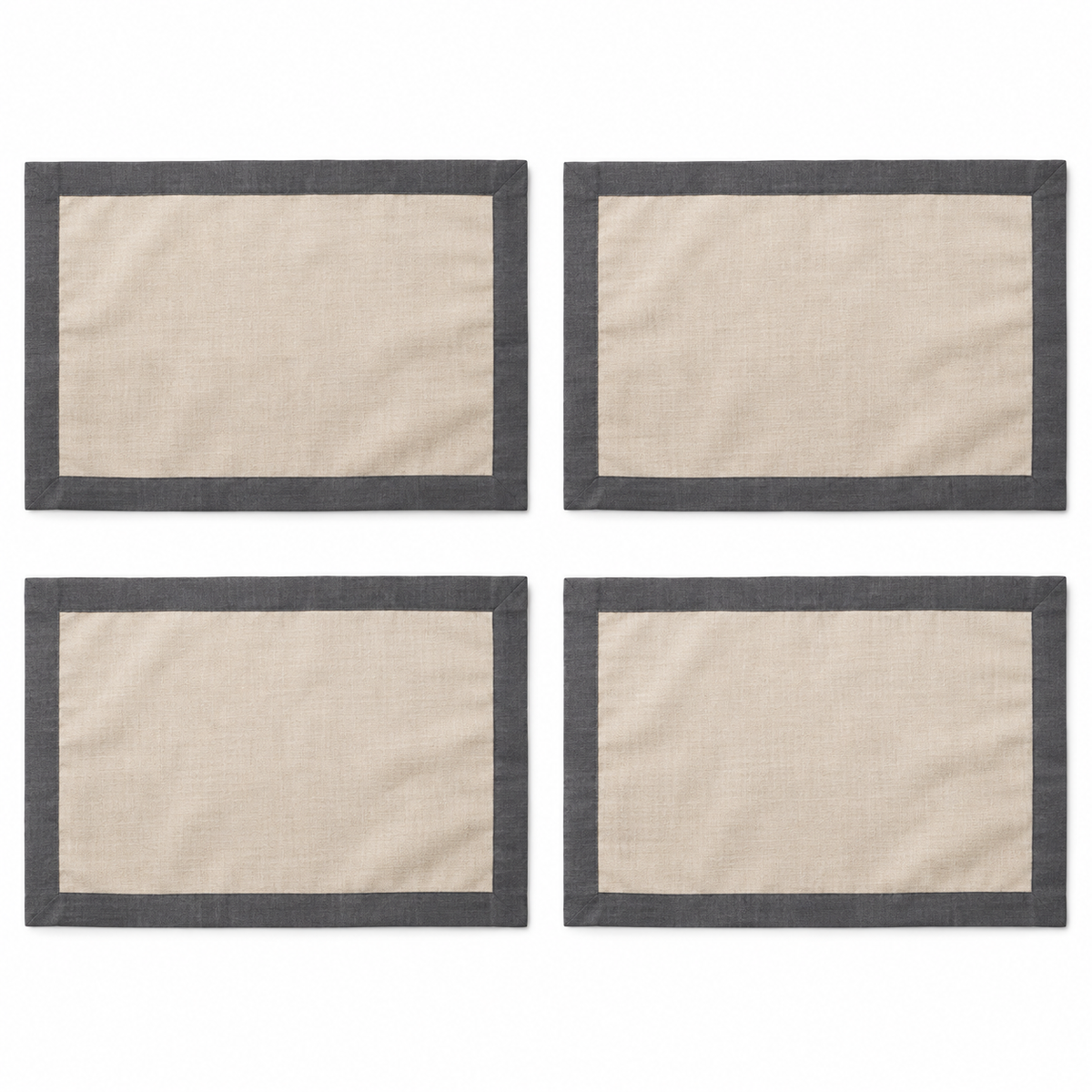 Charcoal Border Placemats - Set of 4