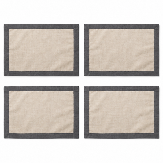 Charcoal Border Placemats - Set of 4