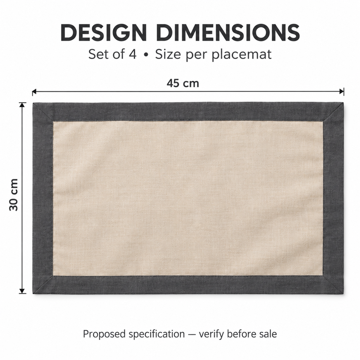 Charcoal Border Placemats - Set of 4