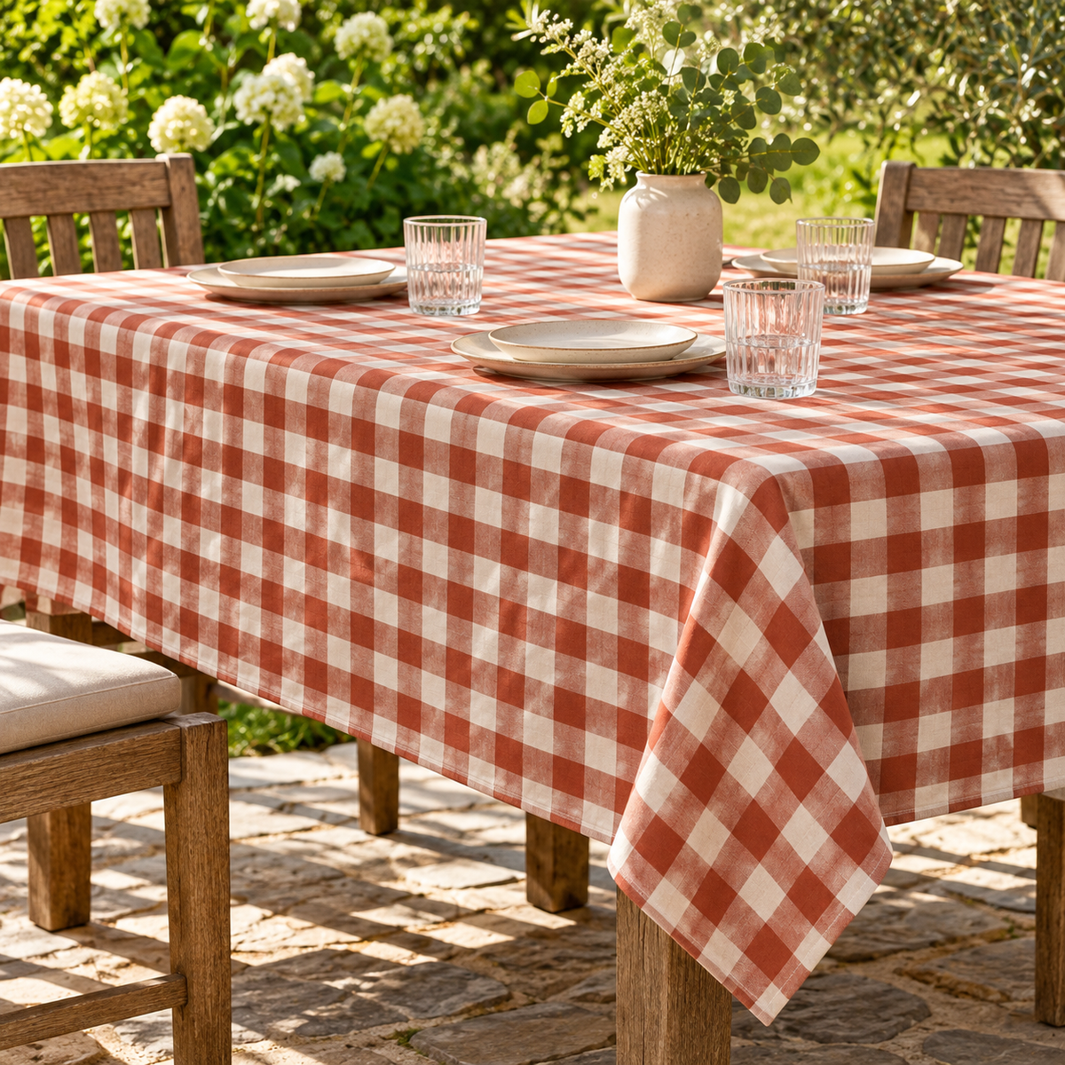 Rust Check Picnic Tablecloth